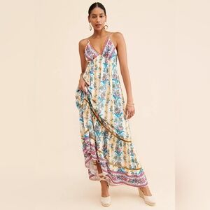 Barok Paris Floral Maxi Flounce Dress Anthropologie Boho Tiered